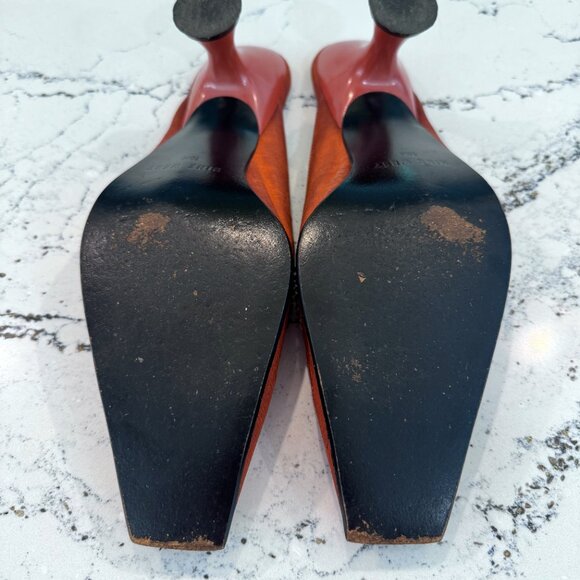 Vintage Nine West Fabrice Mules Orange fabric with embroidery Size 10 - Picture 5 of 6